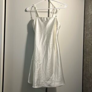 White satin slip dress